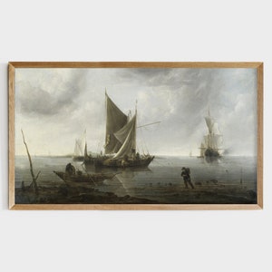 Sail Boat Samsung Frame TV Art | TV Image File | Fisherman Painting | Sea | Nautical Painting | Fishing Boat Painting #183