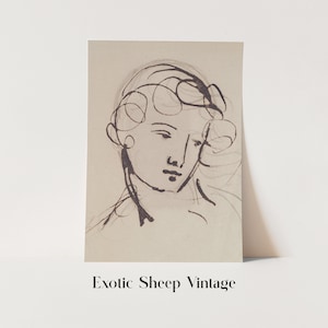 Minimalist wall art | Vintage line drawing | Portrait art print | Woman drawing | Vintage sketch art | Abstract line art | Printable Art#204