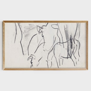 Abstract Samsung Frame TV Art File | 4K TV Images | Abstract Horse Print | Horse Sketch | Equestrian Drawing | Modern Wall Art | #111