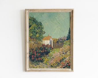 Colorful Garden Painting | Country Decor | Country Landscape Painting | Garden Print | Vintage Landscape Painting | PRINTABLE Art #181