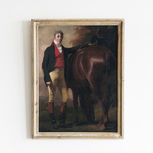 Antique Bay Horse Oil Painting | Vintage Horse Print | Equestrian Print | French Farmhouse Wall Art | Vintage Prints | PRINTABLE Art #74