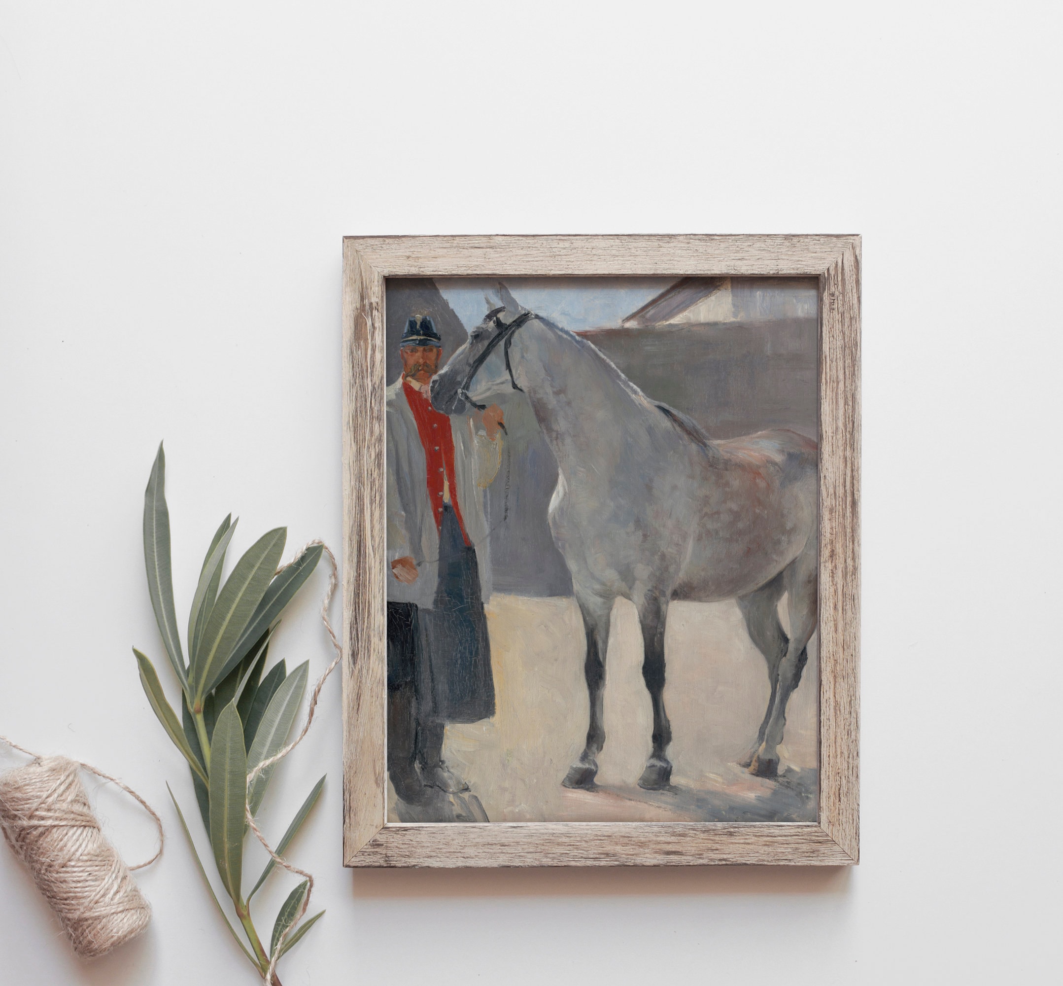Vintage Equestrian Print | Grey Horse Oil Painting | Horse Drawing ...