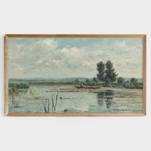 Samsung Frame TV Art File | TV Image File | Fishing Painting Decor | Vintage Landscape Painting | Farmhouse Painting | Vintage Art  #24