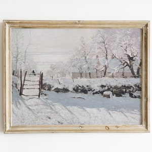 Winter Snow Painting | Vintage Snowy Landscape Painting | Neutral Winter Art | Muted Colors | Winter Snowy Print | PRINTABLE Art #55