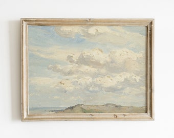 Clouds and Sea Painting | Cloud Art | Cloud Print | Landscape Oil Painting | Vintage Art | Antique Art | PRINTABLE Art #29