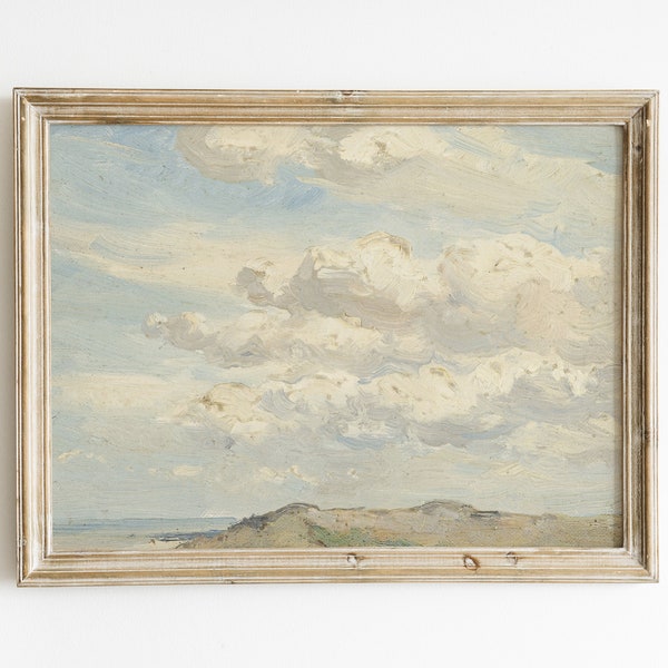 Wolken und Meer Malerei | Wolken Kunst | Wolken Druck | Landschaft Ölgemälde | Vintage Kunst | Antike Kunst | DRUCKBARE Kunst #29