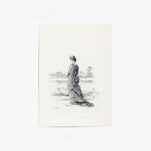 Figure Sketch | Vintage Sketch | Figure Drawing  | Landscape Print | Woman Drawing | PRINTABLE Art #161