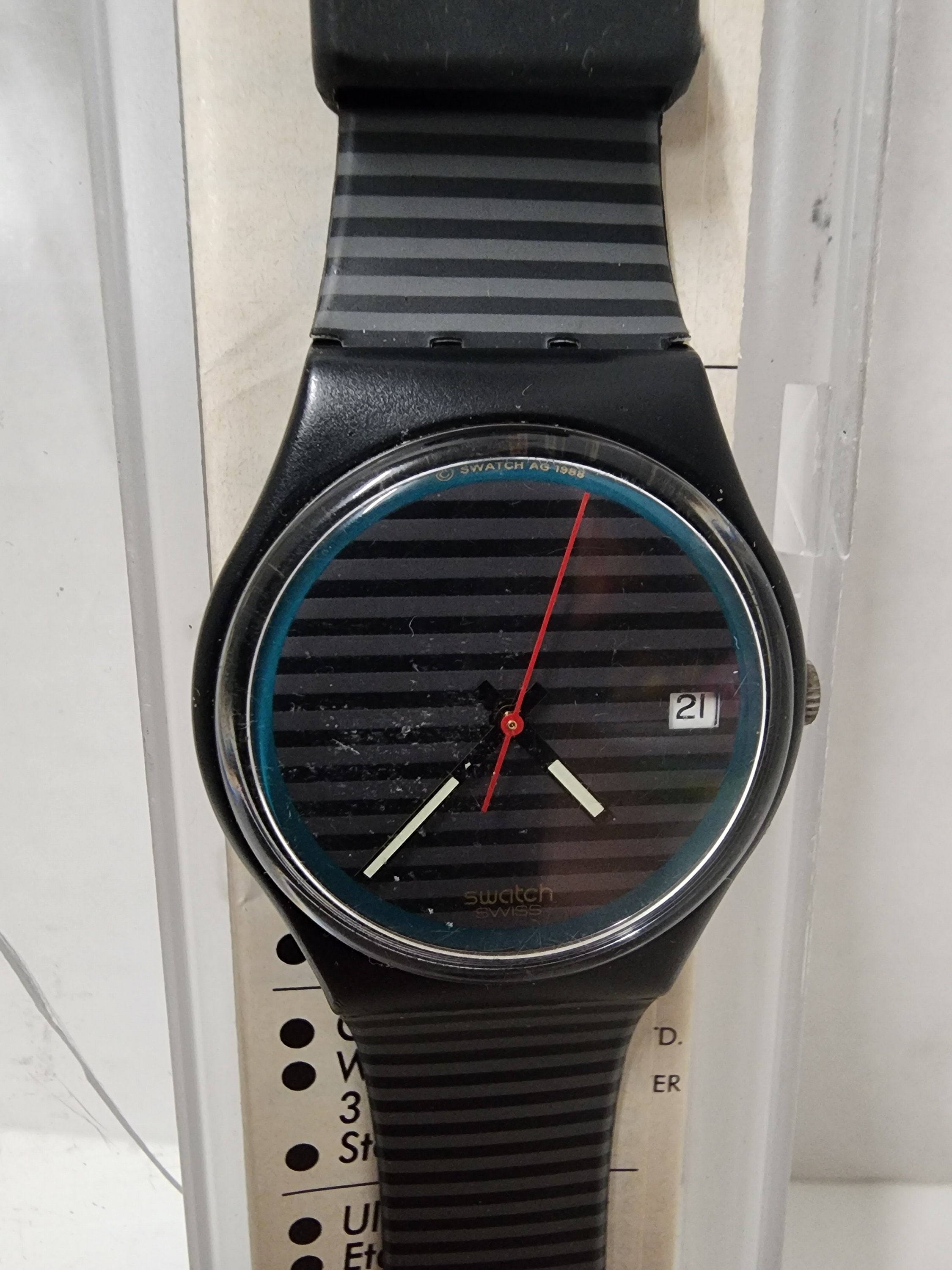 Gray Stripe Swatch Watch from the 1980’s Swatch Originals 1980-1989 Year Manufactured Wristwatches  main image 3