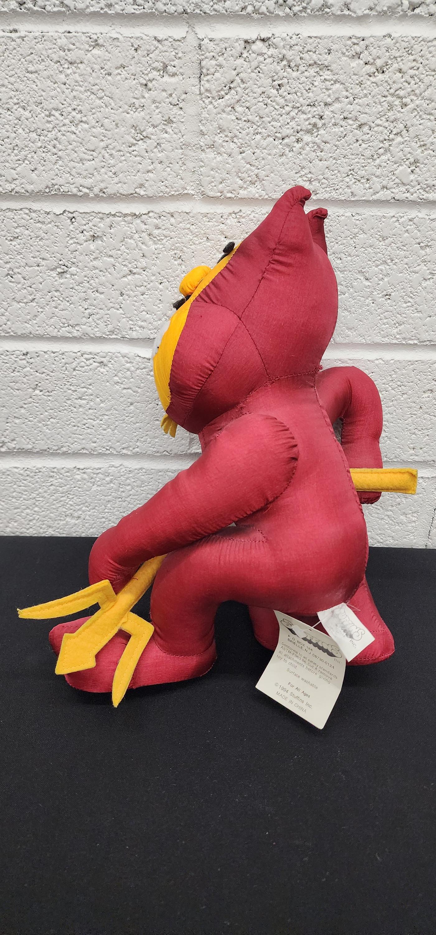 【80's】 ASU サンデビルズ ボトルプラッシュ ぬいぐるみ ヴィンテージ Vintage ASU Sun Devils Mascot Sparky Stuffins Plush With Tag 13
