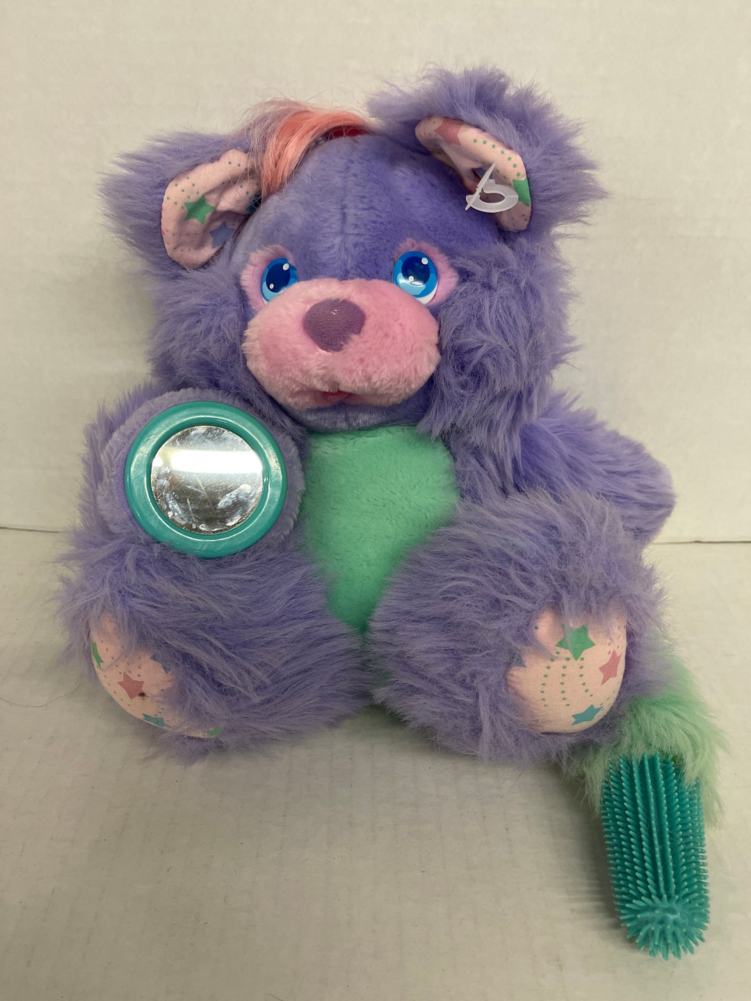 アメトイ　ブラッシュアラブズ　ヴィンテージ　テディベア　パープルミント Vintage Amtoy Brush-a-loves Purple Posey Bear Plush - Etsy