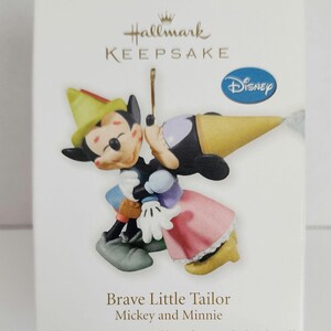 Hallmark Keepsake Disney Brave Little Tailor Mickey Mouse Minnie Mouse Ornament Brand New In Box