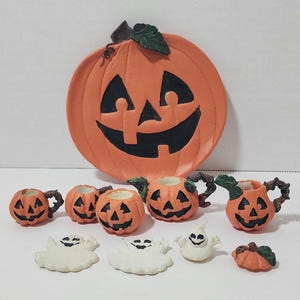 Vintage Halloween Pumpkin Mini Tea Set Complete