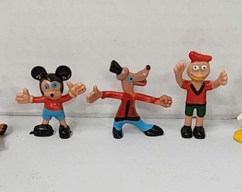 Vintage Lot of Disney Bendy PVC Figurines Mickey Pluto Goofy Boy And Donald