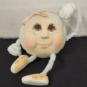 Hand Crafted Anthropomorphic Tennis Ball Shelf Sitter Decor