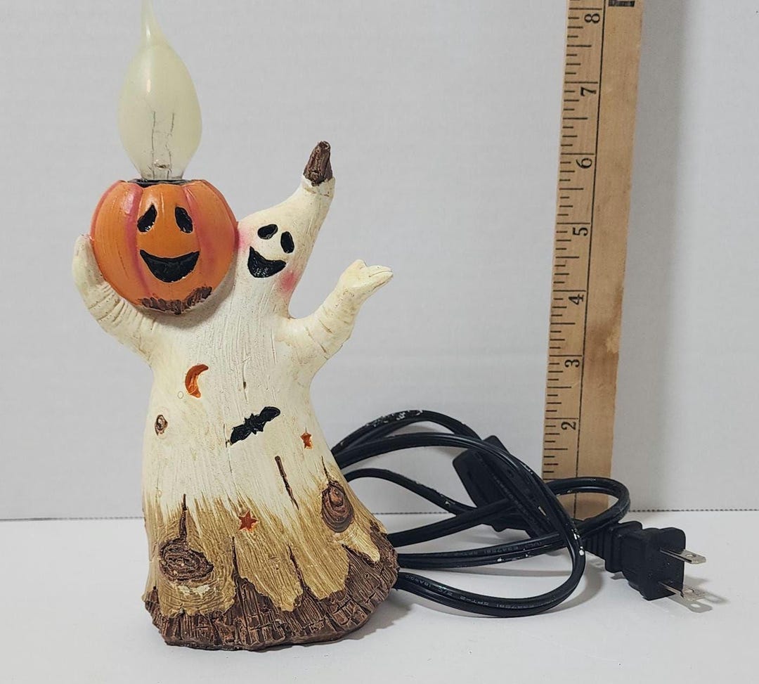 Vintage Halloween Ghost Pumpkin Light Figurine 6.5" - Etsy