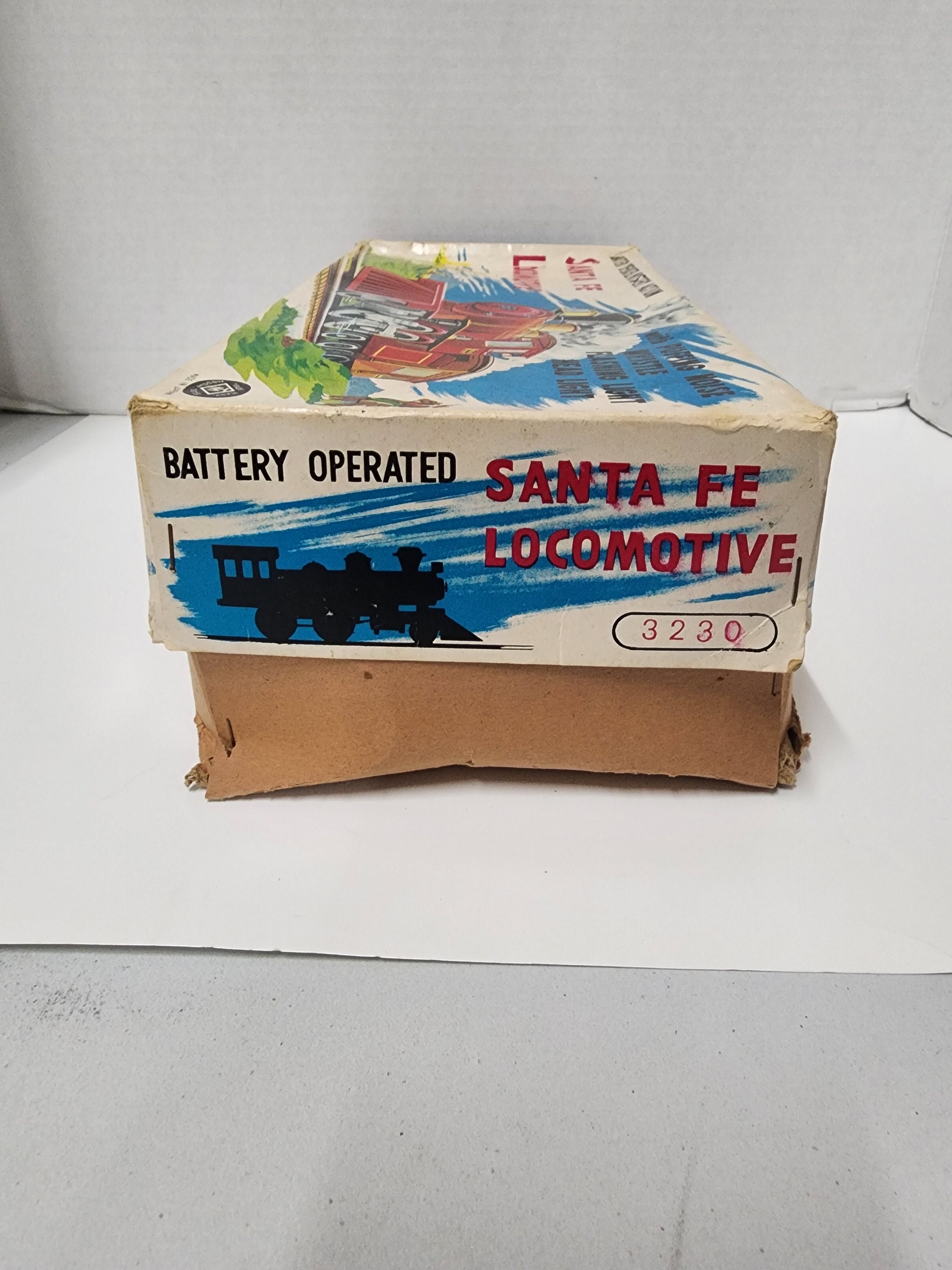 Vintage 1960s Trade Mark Modern Toys Santa Fe Locomotive Tin