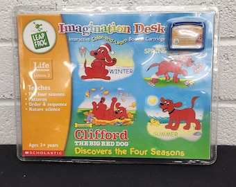 Leap Frog Imagination Desk Clifford The Big Red Dog Discover The Four Seasons Book And Game Factory Sealed