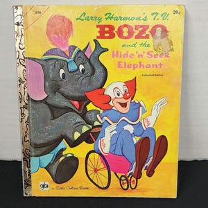Vintage Golden Book Bozo And The Hid N Seek Elephant