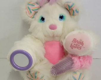 Peluche Vintage Matchbox – Brush A Loves – Rose – Années 80 – Très Bon état