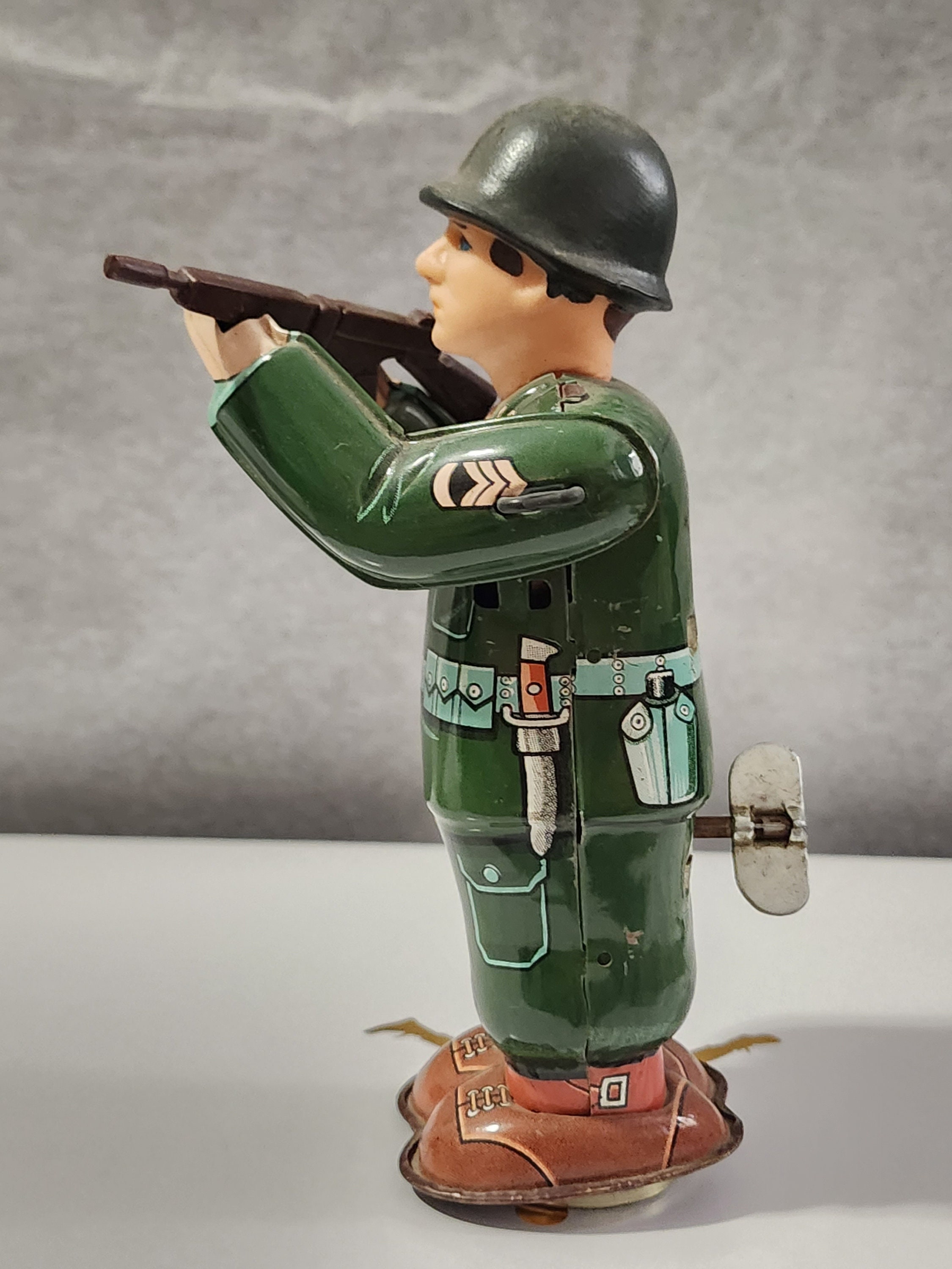 Vintage T.N. Tin Mechanical Combat Soldier Wind Up - Etsy display picture 1
