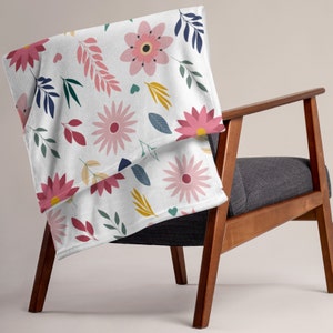 Scandinavian Modern Home Décor Throw Blanket Colorful Floral Heart Nordic Design Gift for Her Swedish Living Room Cozy Hygge Gift Midsommar
