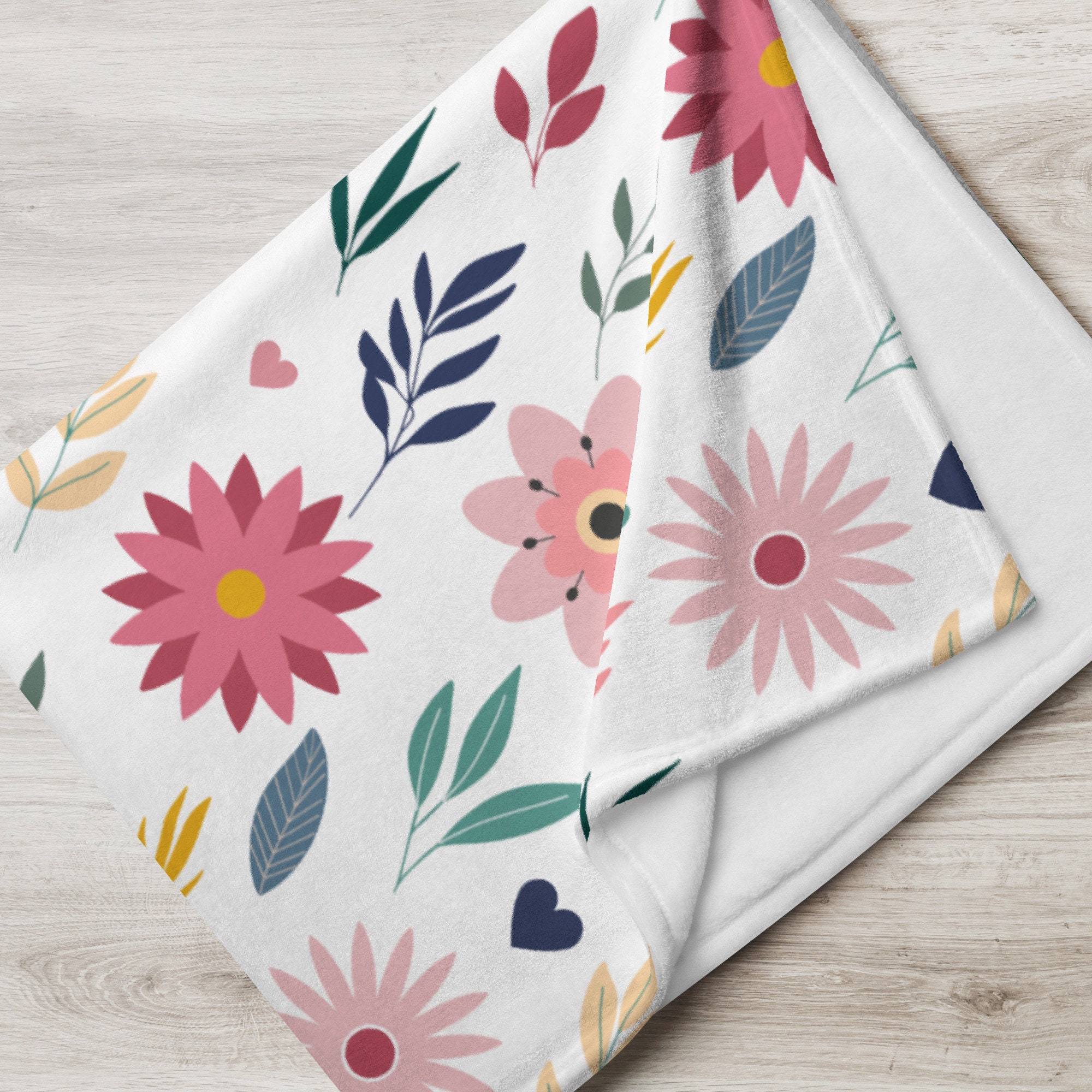 Picture of Scandinavian Modern Home Décor Throw Blanket Colorful Floral Heart ...