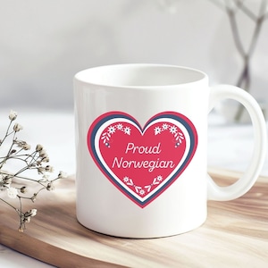 Personalized Norwegian Mug Scandinavian Heart Nordic Folk Art Design Custom Name Gift for Nordic Home Norway Coffee Cup Norway Gift for Her
