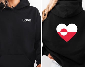 Greenland Hoodie Unisex Pullover Love Sweatshirt Scandinavian Design Greenland Shirt Gift for Nordic Love Support Greenland Pride with Love
