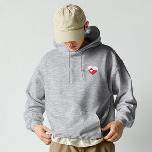 Greenland Flag Heart Hoodie: Nordic Pride Unisex Sweatshirt
