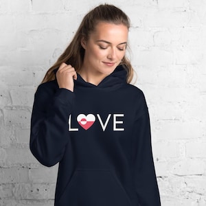 Greenland Flag Heart Hoodie - Scandinavian Gift of Love