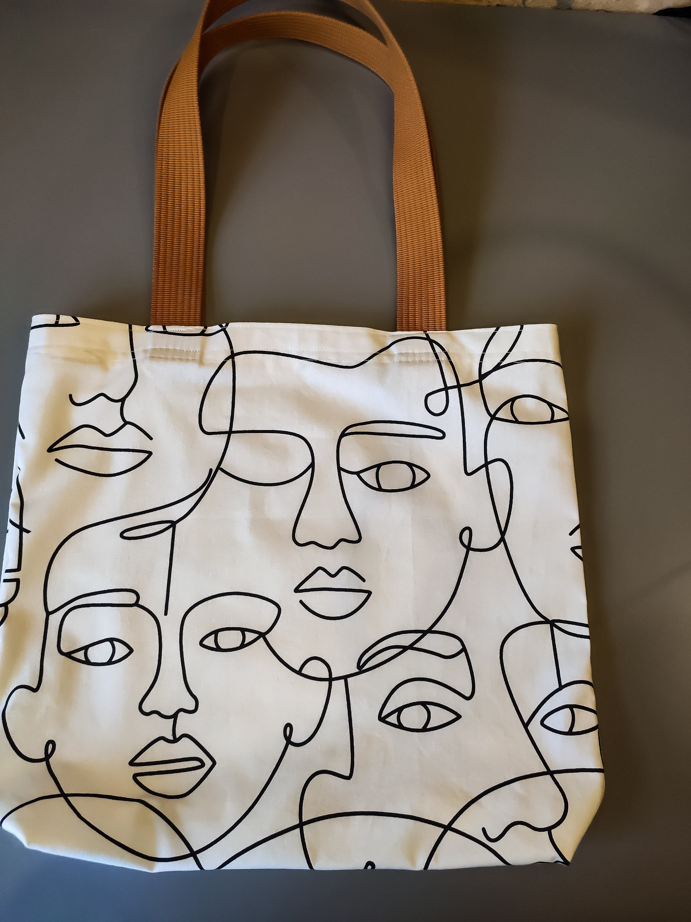 Canvas Line Face Drawing Soft Tote Bag Minimalist Market Bag | Etsy