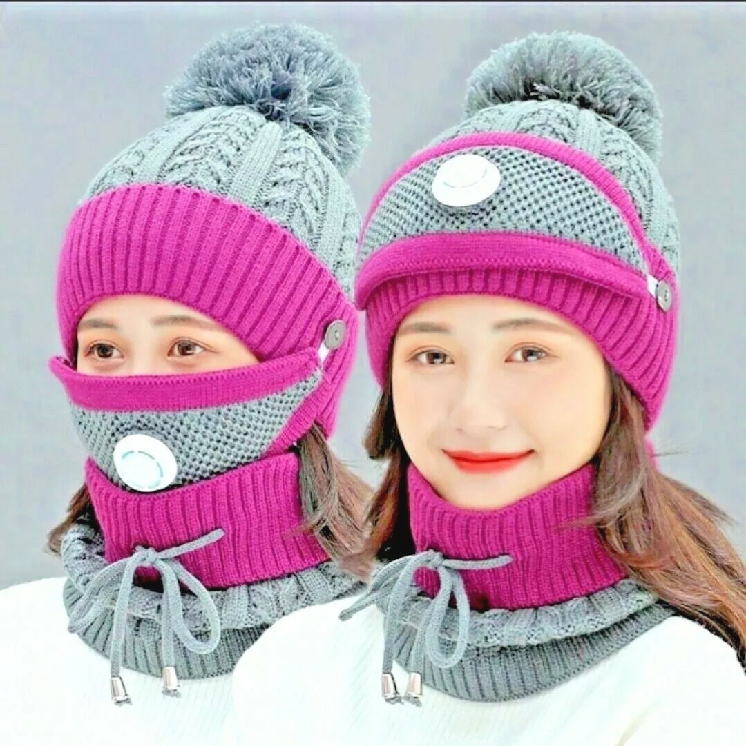 Women's Warm and Cozy 3 Piece Beanie Neck Warmer and Etsy