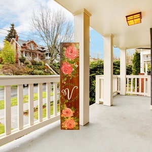 Floral porch leaner,roses,summer porch decor,pastel colors,wooden porch sign,tall sign,spring,all season decor,porch leaner