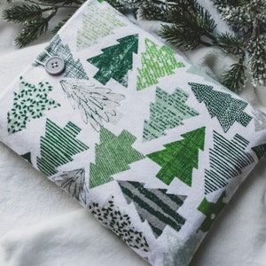 Winter Trees Book Sleeve, Christmas Book Sleeve, Warm Flannel Book Sleeve, Padded Book Sleeve, Book Cover, Tablet Cover