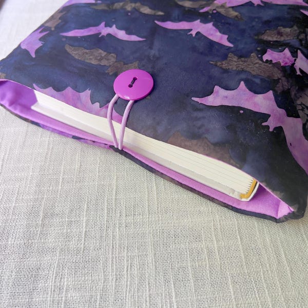 Dark Bats Book Sleeve, Black and Purple Book Sleeve, Padded Book Sleeve, Book Cover, Tablet Cover
