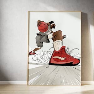 Basketball Art mural, Téléchargement d’impressions numériques, Téléchargement numérique Impression murale, Décoration murale, Art mural imprimable, Illustration Basketball