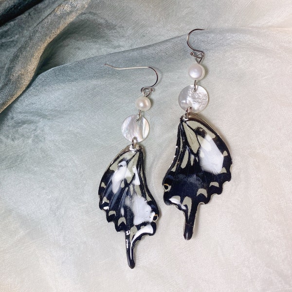 Real Butterfly Wing Earrings,Resin Butterfly Wing Dangle Earrings