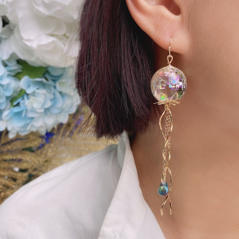 Custom Name Jellyfish Earrings\uff0cSpecial Design Earrings\uff0cSea Life Crystal Jewelry\uff0cSingle Earrings Personalised gift