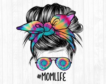 Sublimeringsdesign för Tie Dye Mom Life-hårband med knut - Solglasögonhårband PNG - Kommersiellt bruk ok - 300 DPI