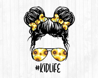 Sonnenblumen Kid Life Schweinchen Haar - Sonnenbrillen Stirnband PNG Sublimation Design - Digitaler Download - Kommerzielle Nutzung OK - 300 DPI