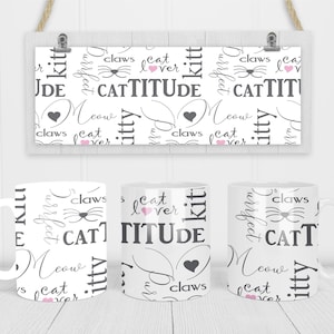 11 & 15 Oz Cat Lover Coffee Mug Sublimation Template - Cricut Mug Press Sublimation Wrap - Mug PNG - 300 DPI