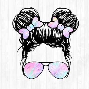 Iridescent Leopard  Kid Life Piggy Buns Hair - Sunglasses Headband PNG Sublimation Design - Digital Download - 300 DPI - Add Your Text/Name