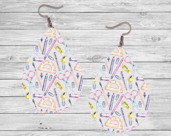 Teacher Earring PNG - Sublimation Design - Earring Design Template PNG - Instant Digital Download - Teardrop Earring