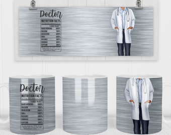 11 & 15 Oz African American Doctor Facts Tasse Sublimation Template - Cricut Mug Press Sublimation Wrap - Tasse PNG-300 DPI