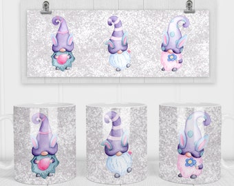 Szablon kubka sublimacyjnego z wielkanocnymi krasnalami o pojemności 11 i 15 uncji - Cricut Mug Press Sublimation Wrap - Projekt kubka PNG - 300 DPI