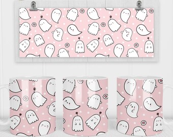 11 & 15 Oz Halloween Cute Ghosts Coffee Mug Modello di sublimazione - Cricut Mug Press Sublimation Wrap - Mug PNG - 300