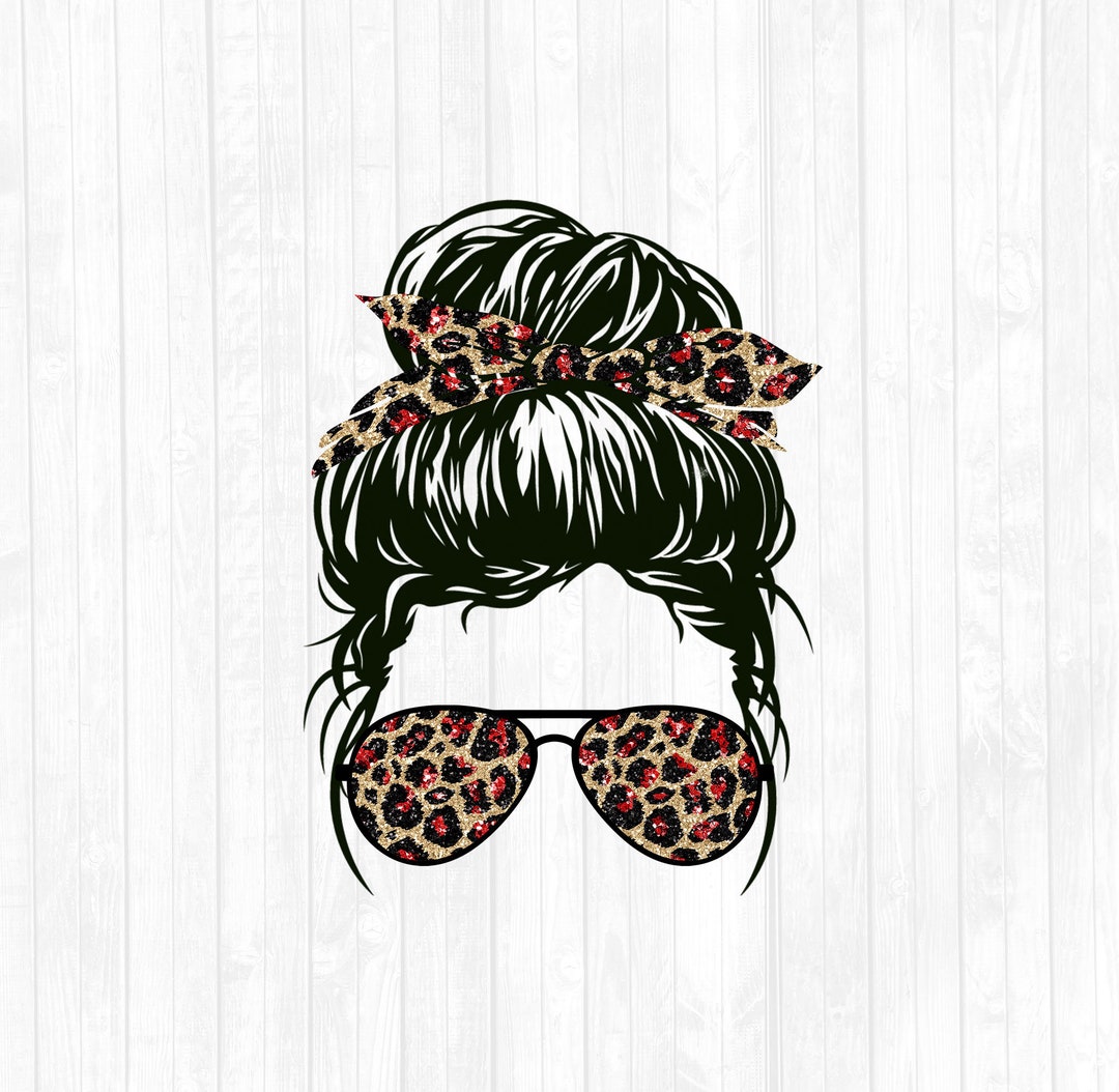 Red Glitter Leopard Messy Bun Hair Sublimation Design - Etsy