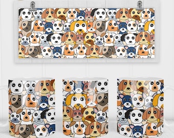 11 オンスと 15 オンスのかわいい犬マグカップ昇華テンプレート - Cricut マグプレス昇華ラップ - マグカップ PNG - 300 DPI