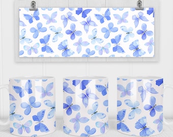 11 & 15 Oz Butterfly Coffee Mug Sublimation Template - Cricut Mug Press Sublimation Wrap - Mug PNG - 300 DPI