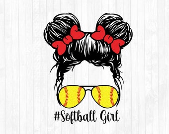 Softball Mädchen Kind Leben Piggy Brötchen Haar - Sonnenbrille Stirnband PNG Sublimation Design - Digital Download - Kommerzielle Nutzung OK - 300 DPI